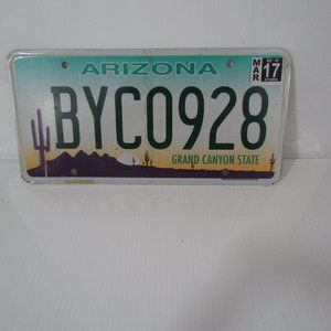 Arizona License Plate Grand Canyon State Desert Scene: BYC0928 March 2017